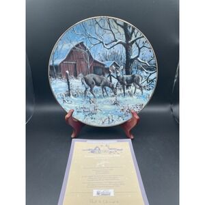 Rare double signature Country Christmas 1990 LOWELL DAVIS "Wintering Deer"